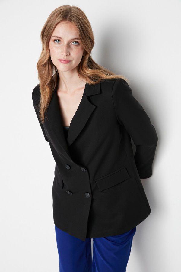 Trendyol Trendyol Black Regular Lined Buttoned Woven Blazer Jacket
