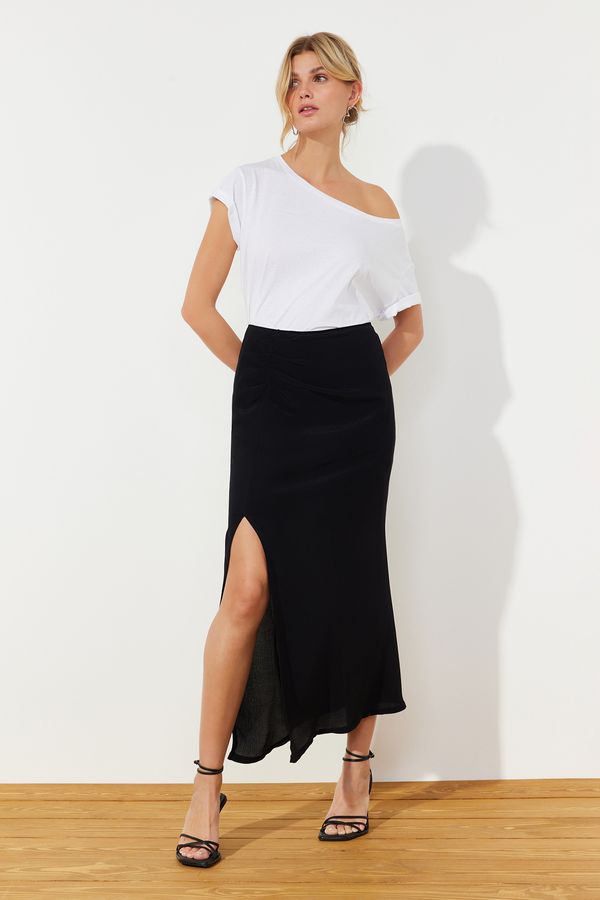 Trendyol Trendyol Black Slit Maxi Length Woven Skirt