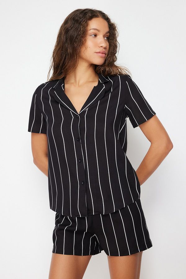Trendyol Trendyol Black Striped Viscose Woven Pajamas Set