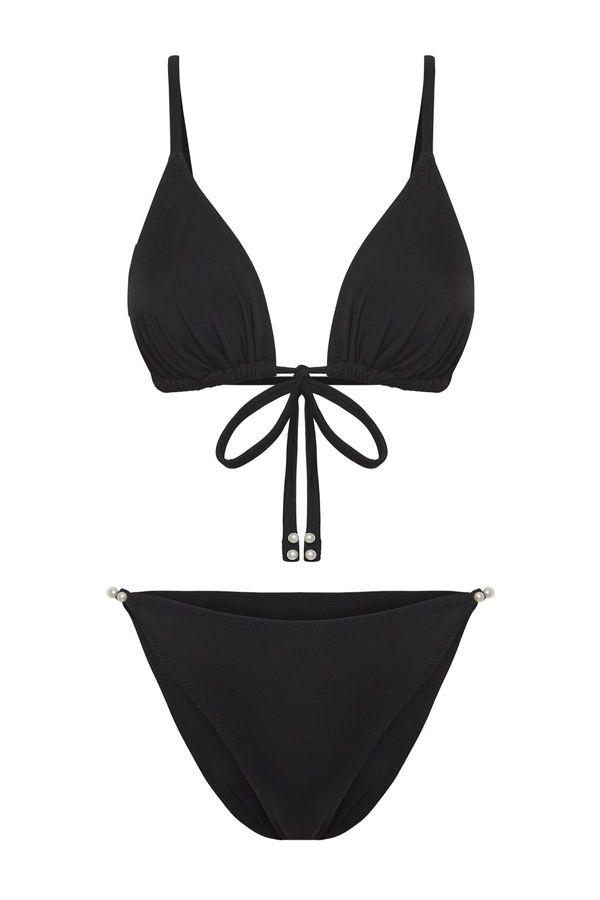 Trendyol Trendyol Black Triangle Pearl Accessory Bikini Set