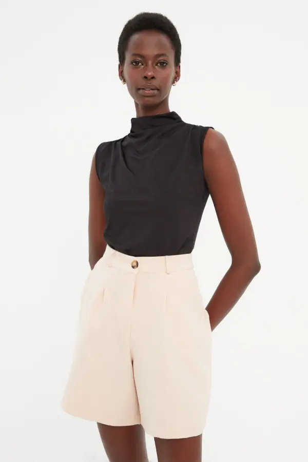 Trendyol Trendyol Black Turtleneck Sleeveless Stretch Snap Knitted Body