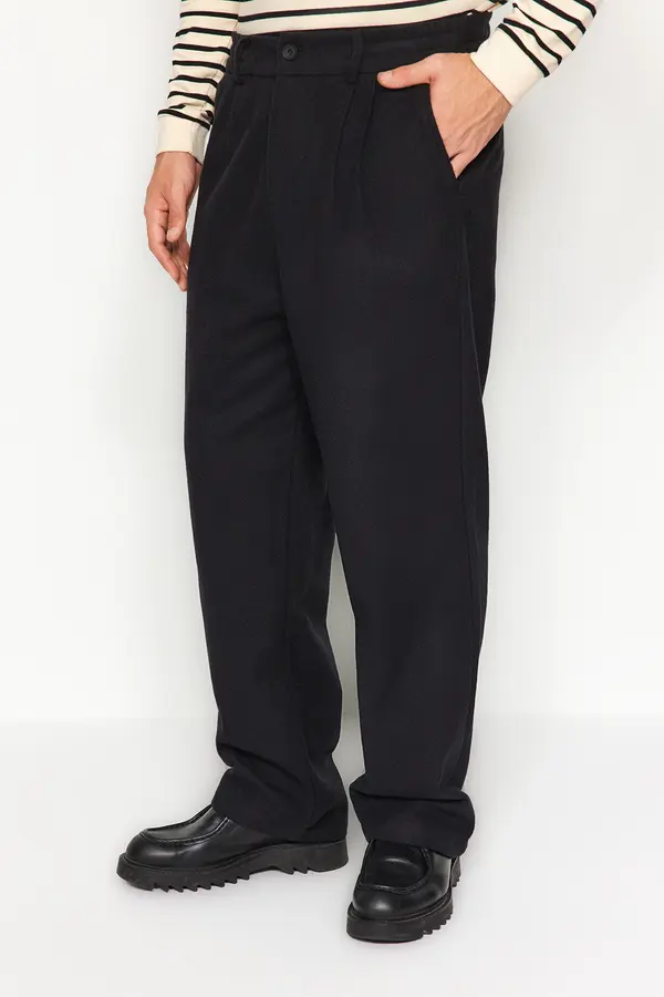 Trendyol Trendyol Black Wide Leg Stamped Trousers