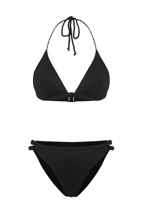 Trendyol Trendyol Black*001 Flat Triangle Normal Waist Bikini Set with Accessories