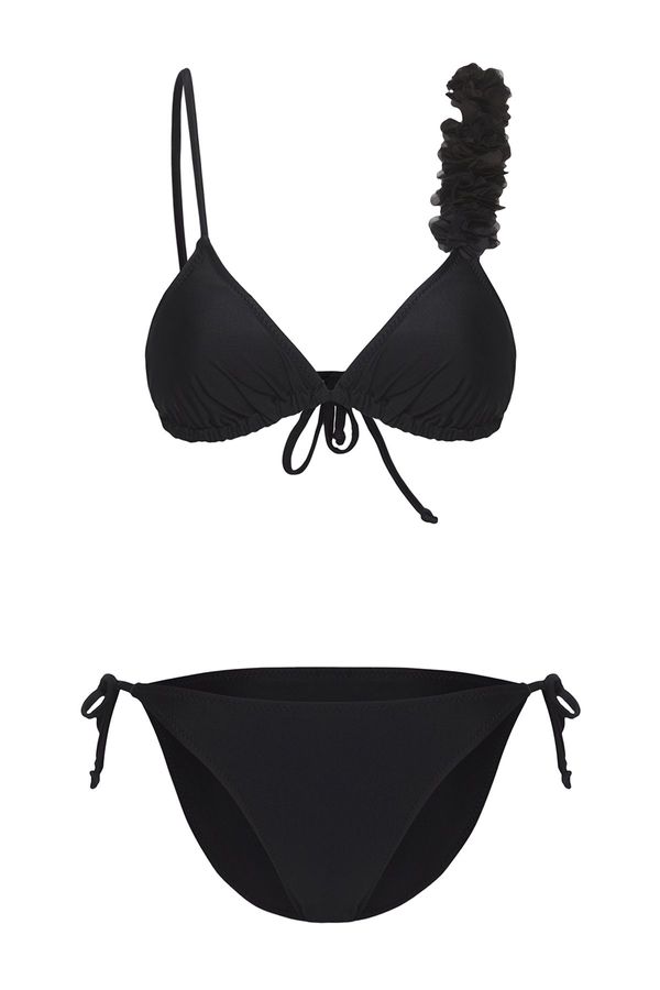 Trendyol Trendyol Black*001 Flat Triangle Normal Waist Bikini Set with Accessories
