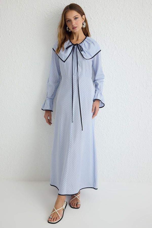 Trendyol Trendyol Blue Collar Piping Detailed Woven Dress