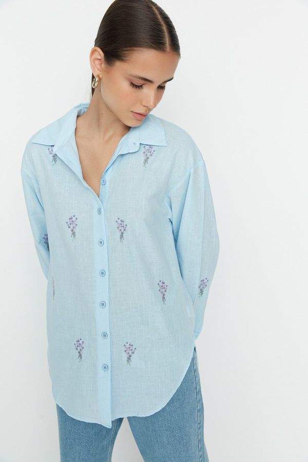 Trendyol Trendyol Blue Embroidered Shirt