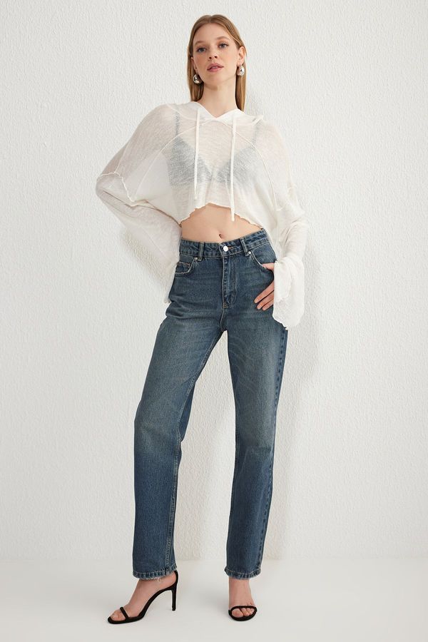 Trendyol Trendyol Blue High Waist Straight Jeans