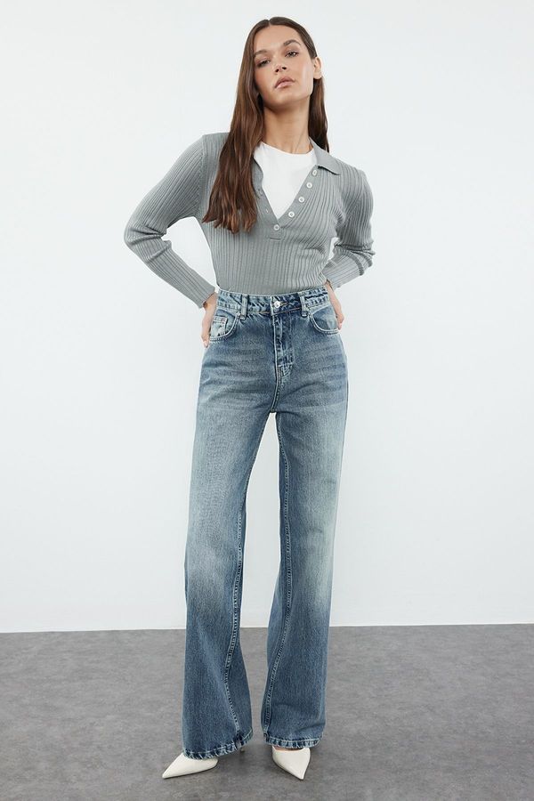 Trendyol Trendyol Blue High Waist Wide Leg Jeans