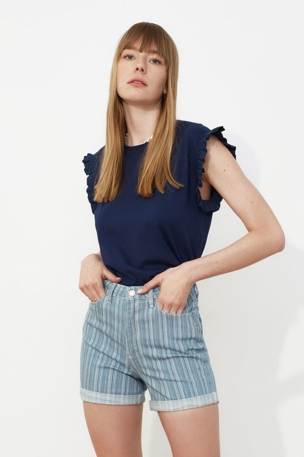 Trendyol Trendyol Blue Striped Denim Shorts