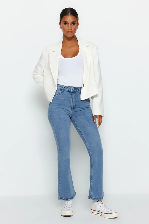 Trendyol Trendyol Blue висока талия Crop Flare дънки