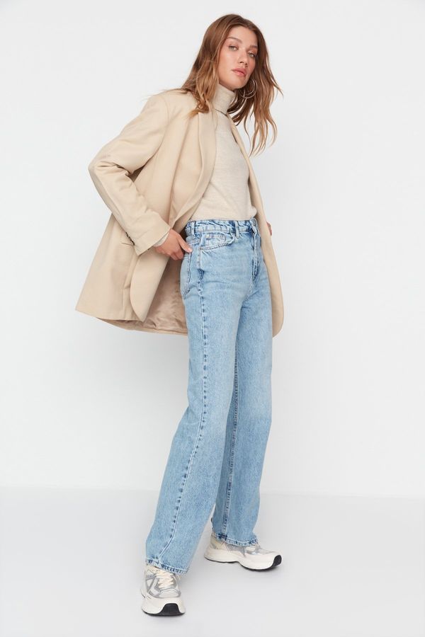 Trendyol Trendyol Blue висока талия дълги прави дънки