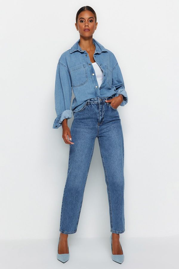 Trendyol Trendyol Blue висока талия мама дънки