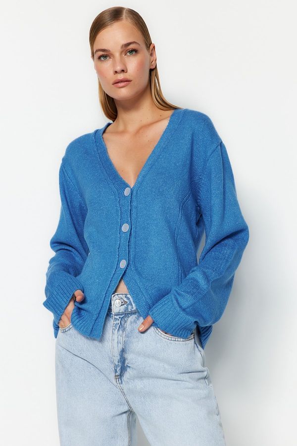 Trendyol Trendyol Blue Wide Fit мека текстурирана трикотажна жилетка