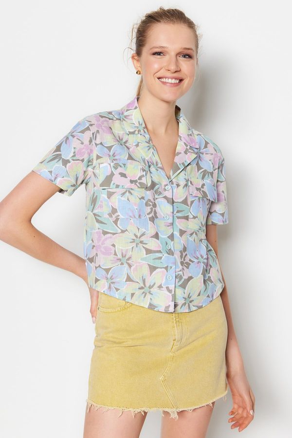 Trendyol Trendyol Blue Woven Floral Shirt