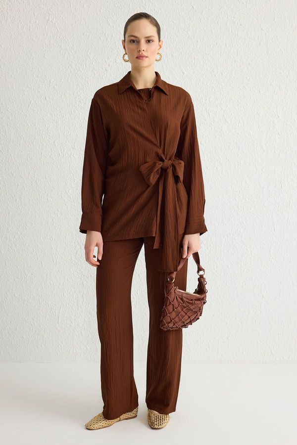 Trendyol Trendyol Brown Binding Detailed Weaving Upper-Lower Team