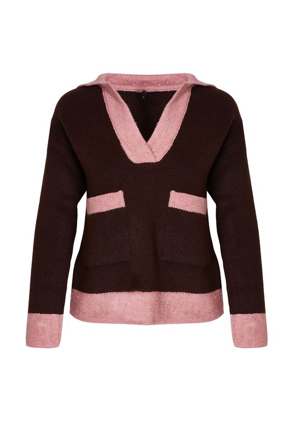 Trendyol Trendyol Brown Color Block Knitwear Sweater