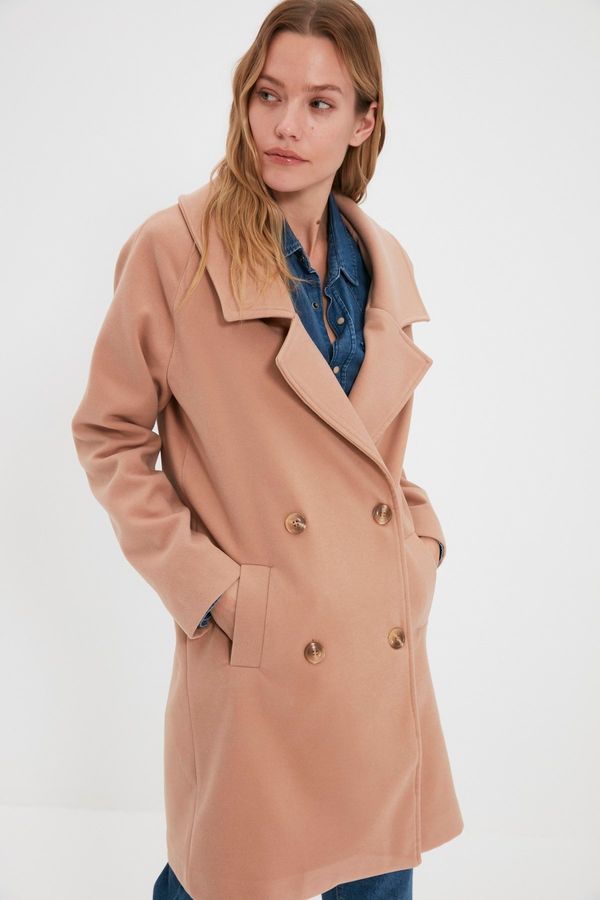 Trendyol Trendyol Camel Button Closure Cachet Coat