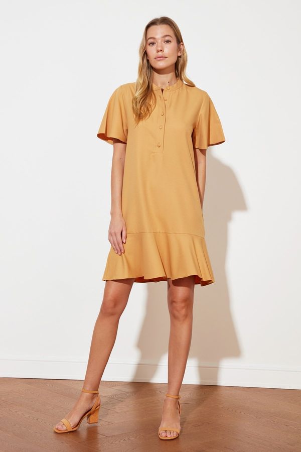 Trendyol Trendyol Camel Button Detailed Dress