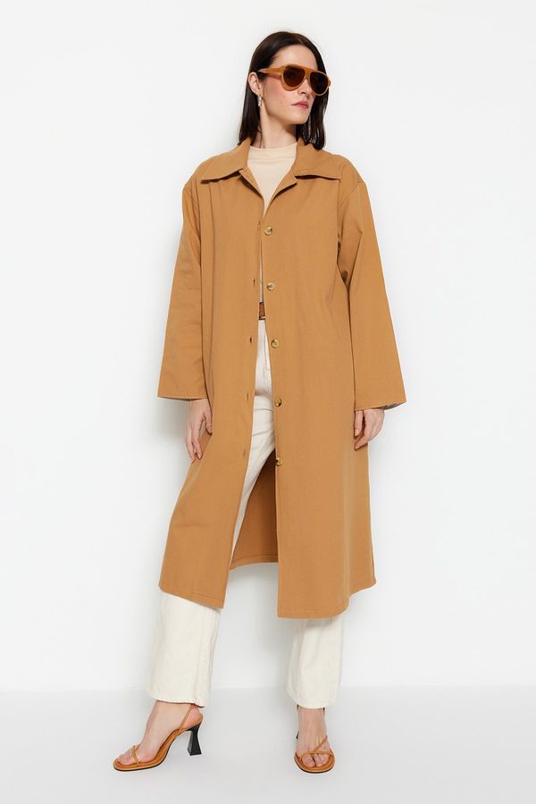 Trendyol Trendyol Camel Gabardine Подробен тренчкот