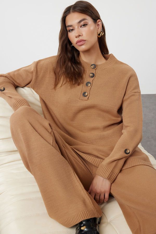 Trendyol Trendyol Camel Knitwear Sweater Trousers Bottom-Top Set
