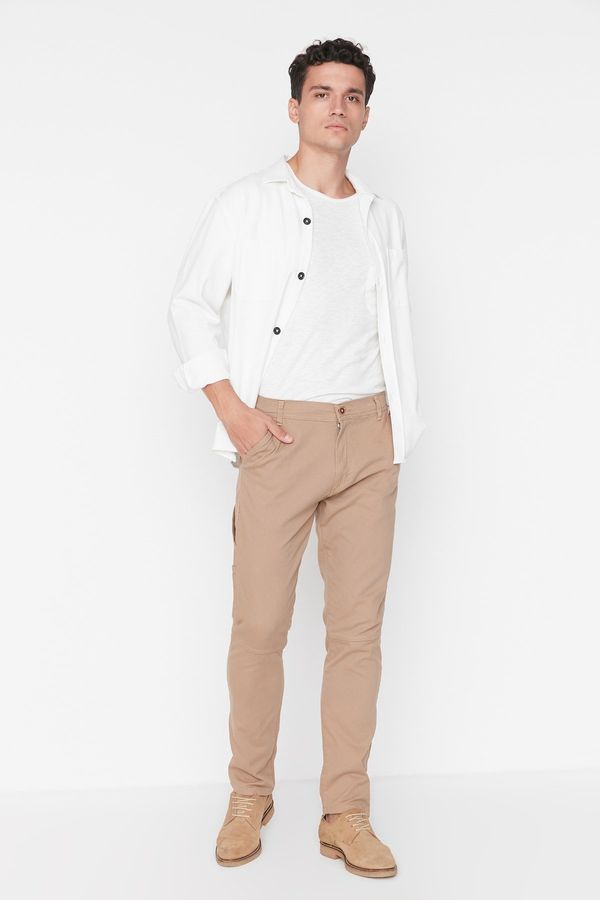 Trendyol Trendyol Camel Men's Regular Fit Cutout Trousers with Pockets at the Back