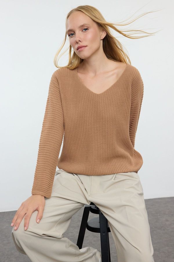 Trendyol Trendyol Camel Wide Pattern Basic Knitwear Sweater