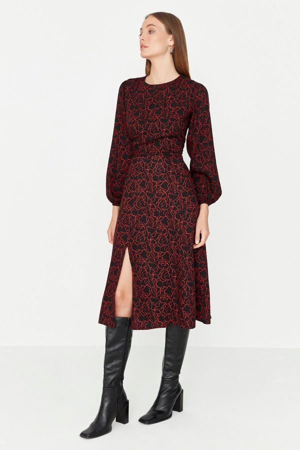 Trendyol Trendyol черен цепка шарени тъкани рокля