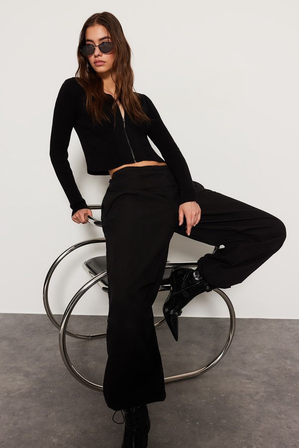 Trendyol Trendyol черен цип 100% памук основен трикотаж жилетка