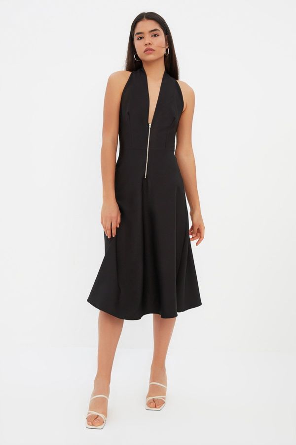 Trendyol Trendyol черен цип подробни тъкани рокля