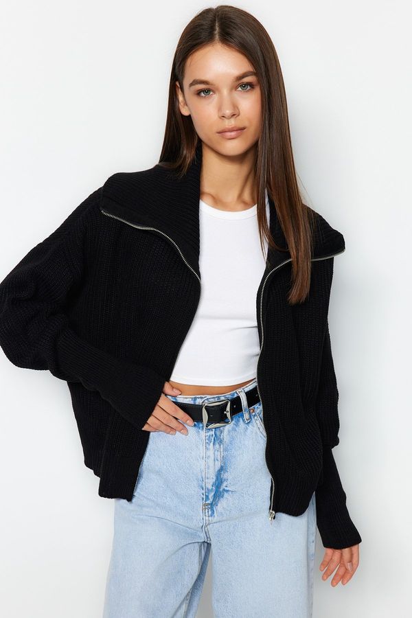 Trendyol Trendyol черен цип яка трикотаж жилетка