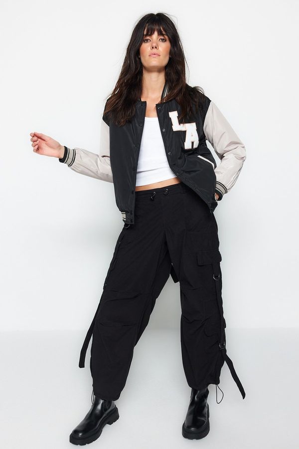 Trendyol Trendyol черен извънгабаритни водоустойчив бомбардировач яке палто