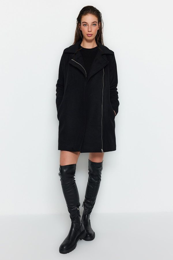 Trendyol Trendyol черен моно затворен вълна Cachet палто