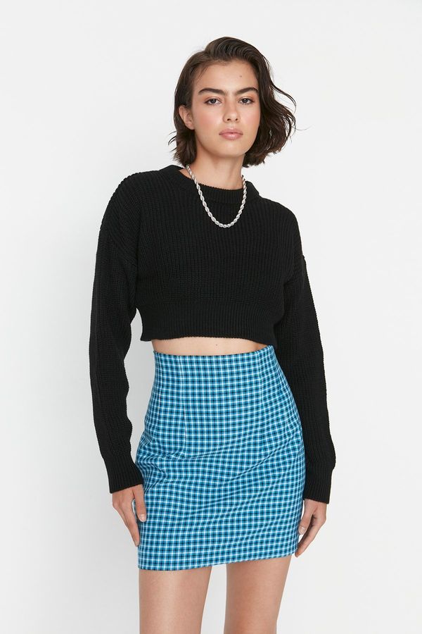 Trendyol Trendyol черен супер изрязване екипажа врата трикотаж пуловер