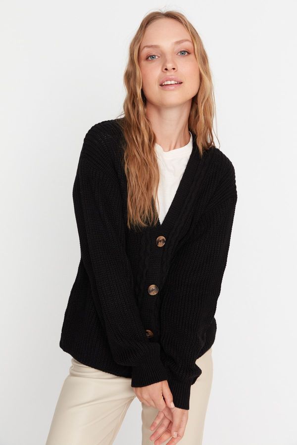 Trendyol Trendyol черна коса плета трикотаж жилетка
