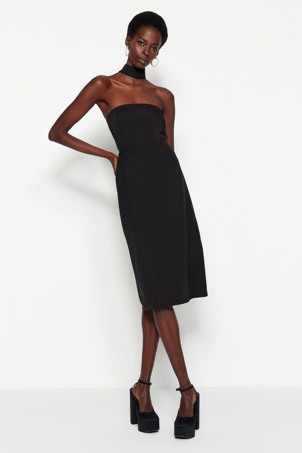 Trendyol Trendyol черна подплатена тъкана вечерна рокля