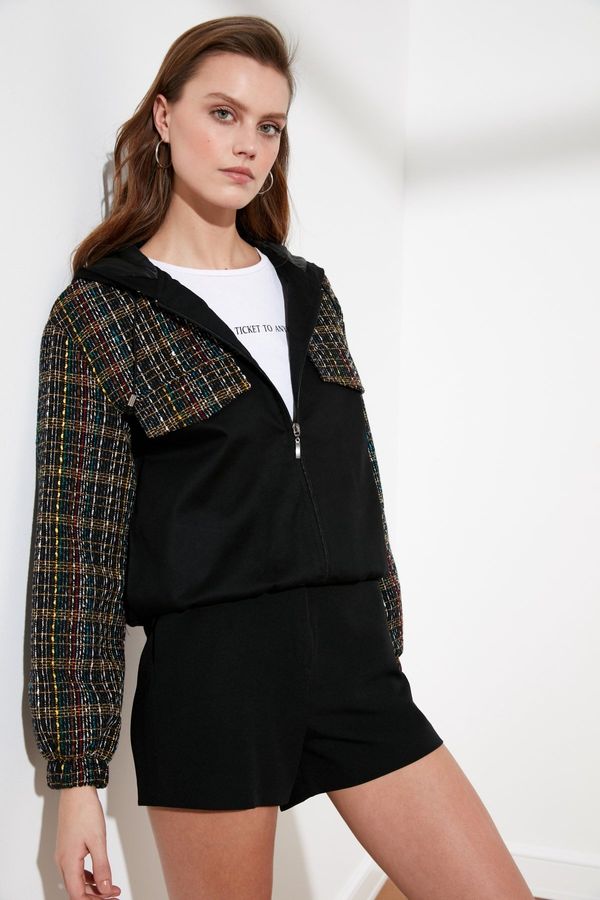 Trendyol Trendyol Черно качулка туид блок Mont