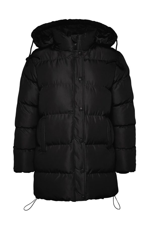 Trendyol Trendyol черно качулка вода репелент надуваема палто