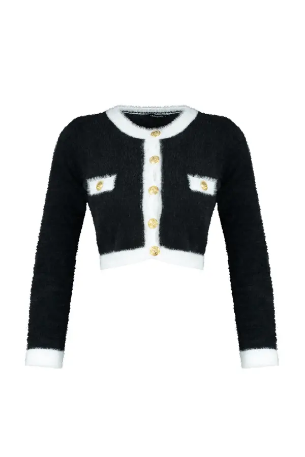 Trendyol Trendyol Черно Super Crop купчина трикотаж жилетка