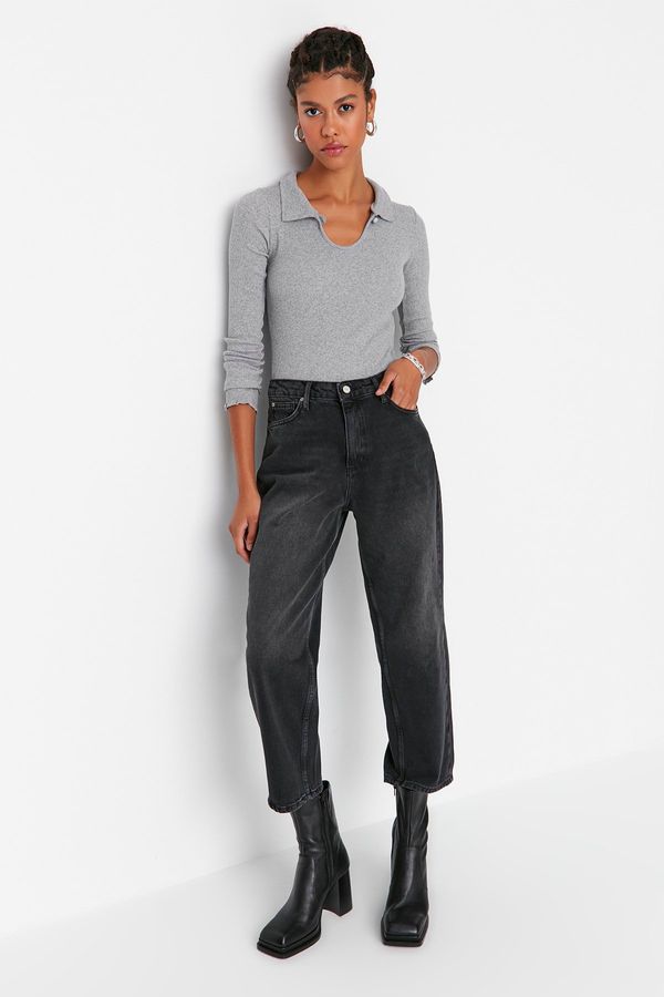 Trendyol Trendyol Черно висока талия балон дънки