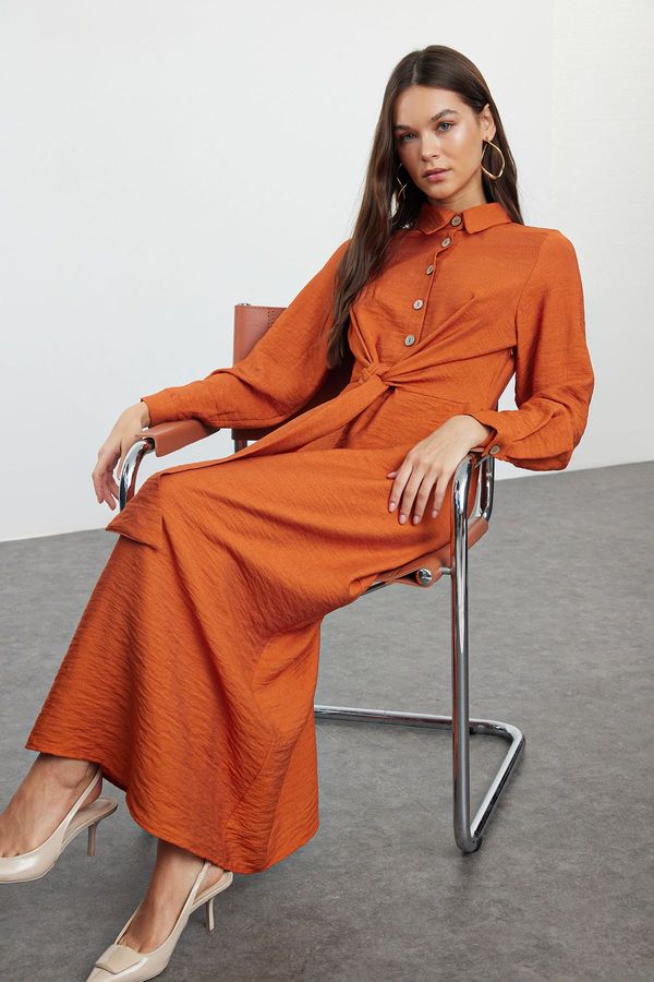 Trendyol Trendyol Cinnamon Waist Tie Woven Aerobin Dress