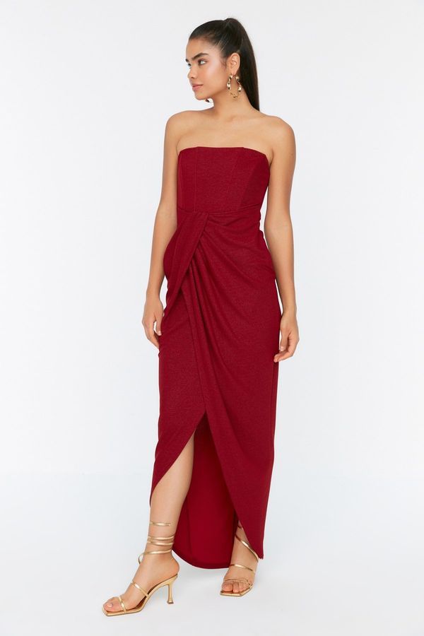 Trendyol Trendyol Claret Red Detailed Evening Dress