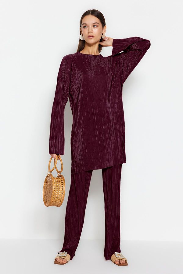 Trendyol Trendyol Claret Red Regular Plain Weave Hijab Upper-Lower Team