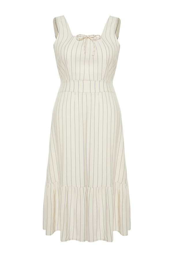 Trendyol Trendyol Curve Beige Square Neck A-Line Woven Dress