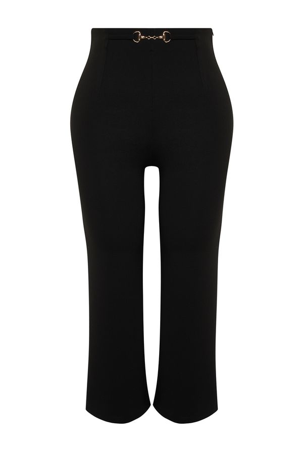 Trendyol Trendyol Curve Black Accessory Detail Wide Cut Knitted Trousers