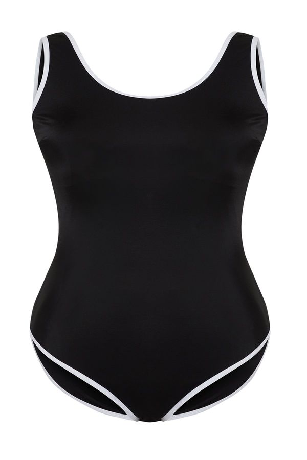 Trendyol Trendyol Curve Black and White Striped Crew Neck Swimsuit