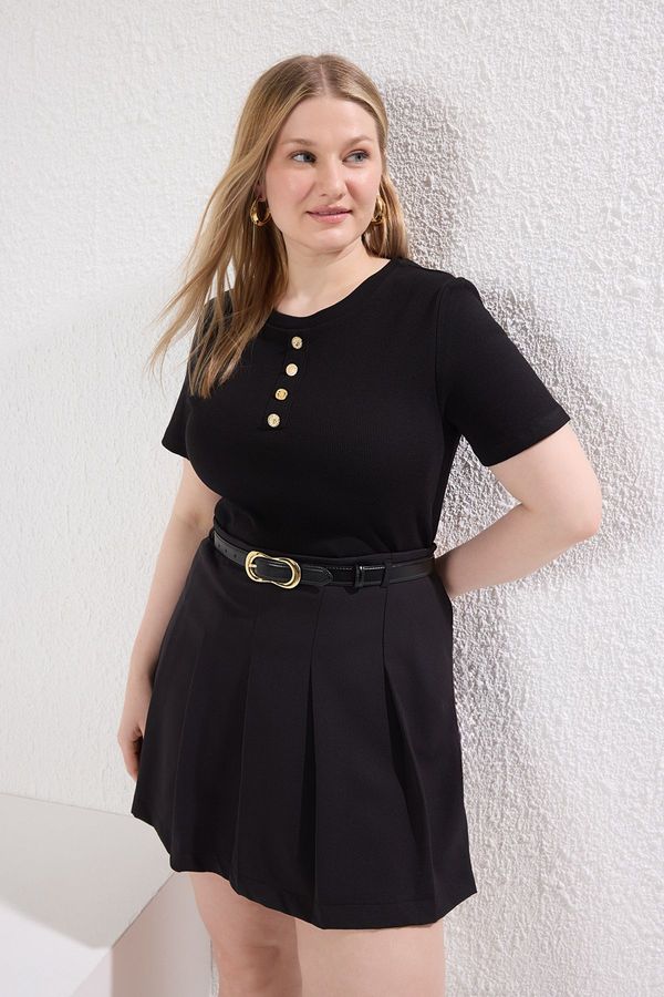 Trendyol Trendyol Curve Black Camisole Knitted Plus Size Blouse