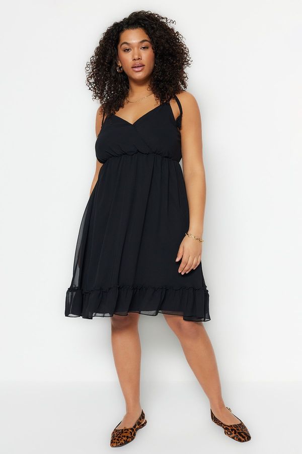 Trendyol Trendyol Curve Black Chiffon Dress with Woven Straps
