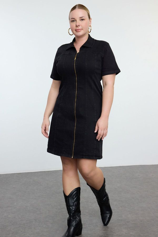 Trendyol Trendyol Curve Black Comfort Denim Plus Size Dress