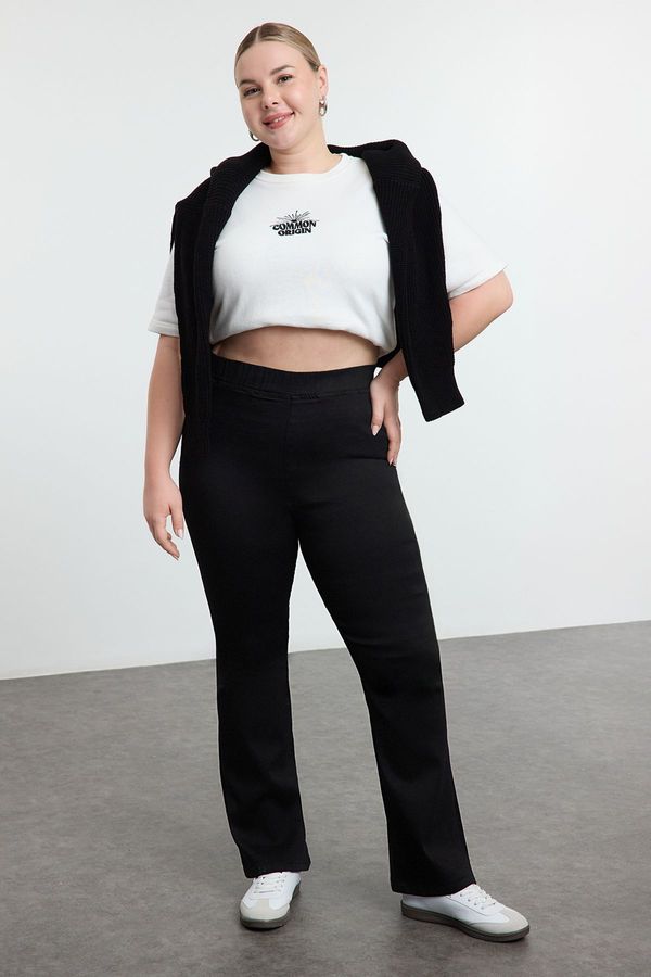 Trendyol Trendyol Curve Black Elastic Waist Bell-bottomed Plus Size Jeans