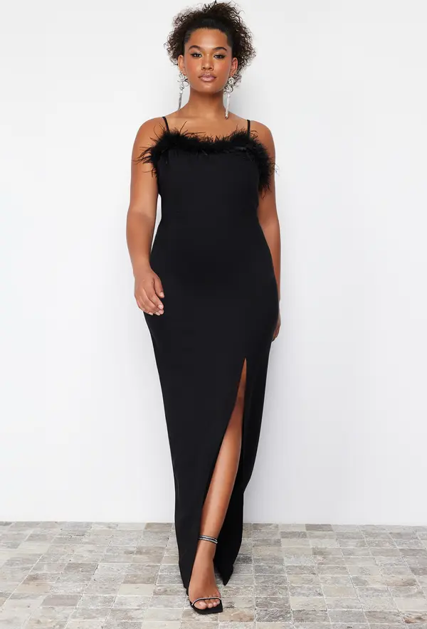 Trendyol Trendyol Curve Black Finike Woven Plus Size Dress